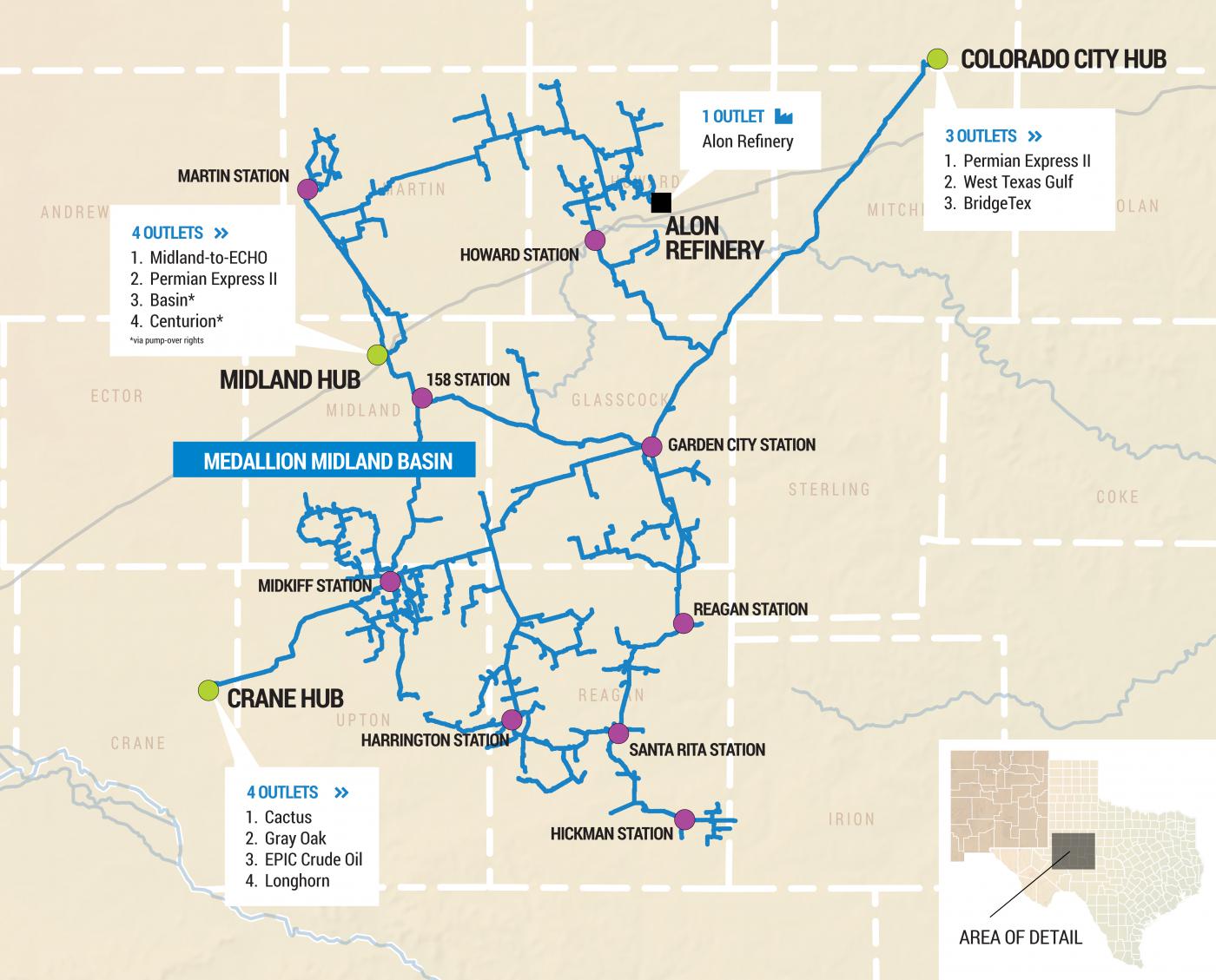 Map of Medallion's Midland Basin assets